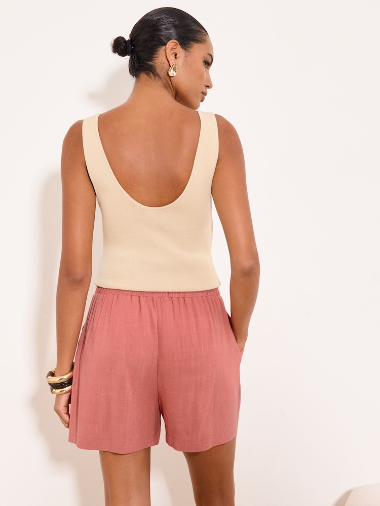 Lipsy Dusky Pink Touch of Linen Shorts - Image 4 of 4