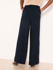 Lipsy Navy  Wide Leg Touch of Linen Trousers - Image 4 of 4