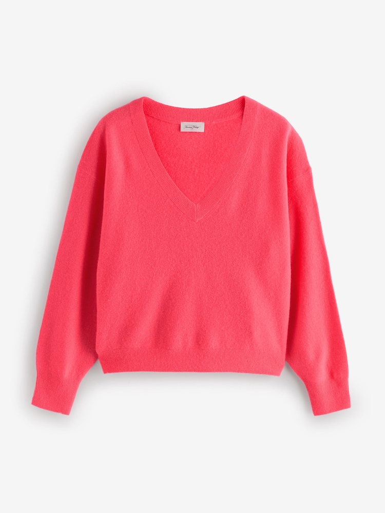 American Vintage Pink Raxow V-Neck Jumper - Image 1 of 1 American Vintage Pink Raxow V-Neck Jumper - Image 1 of 1