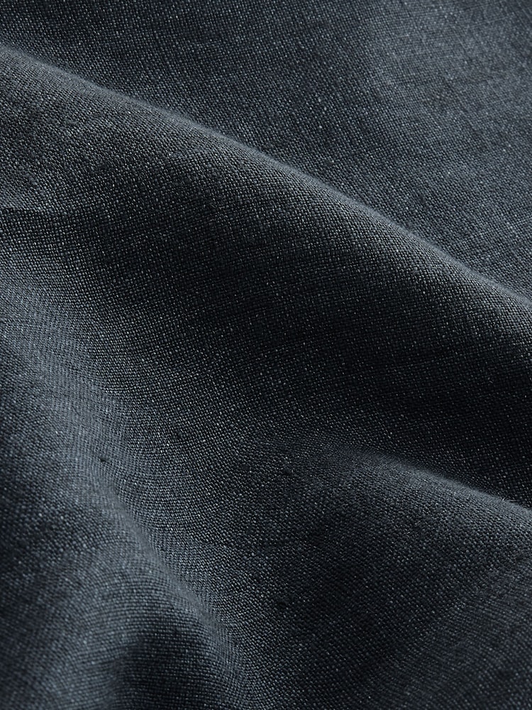 Charcoal Grey Regular Tapered Fit Signature 100% Linen Trousers With Elasticated Waist - Image 9 of 9