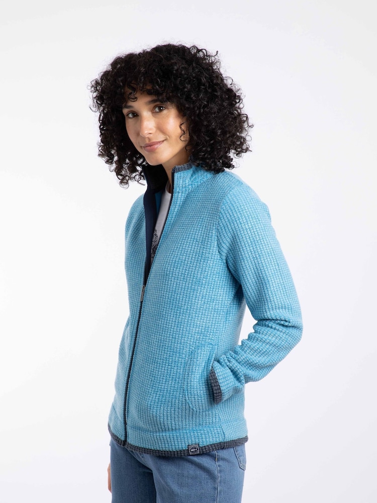 Weird Fish Blue Ariana Full Zip Grid Fleece - Image 1 of 7 Weird Fish Blue Ariana Full Zip Grid Fleece - Image 1 of 7