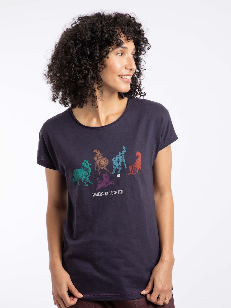 Weird Fish Blue Go Fetch Front Print Graphic T-Shirt - Image 1 of 7 Weird Fish Blue Go Fetch Front Print Graphic T-Shirt - Image 1 of 7