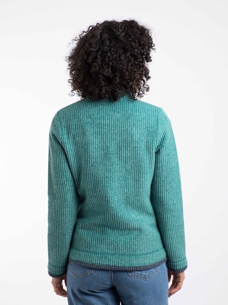 Weird Fish Green Ariana Full Zip Grid Fleece - Image 2 of 7 Weird Fish Green Ariana Full Zip Grid Fleece - Image 2 of 7