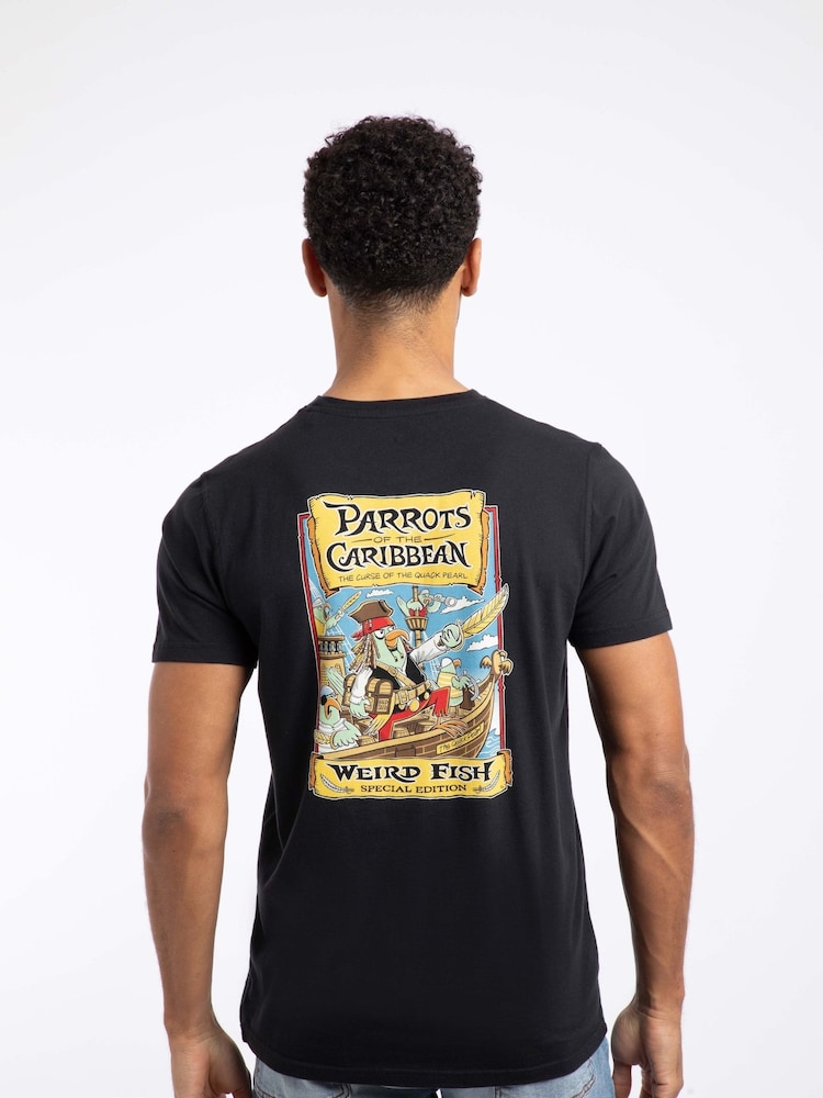 Weird Fish Black Parrots of the Caribbean Back Print Artist T-Shirt - Image 1 of 6 Weird Fish Black Parrots of the Caribbean Back Print Artist T-Shirt - Image 1 of 6