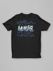 All + Every Black The Automatic Monster Scary Halloween Verse Lyrics Back Print T-Shirt - Image 3 of 4