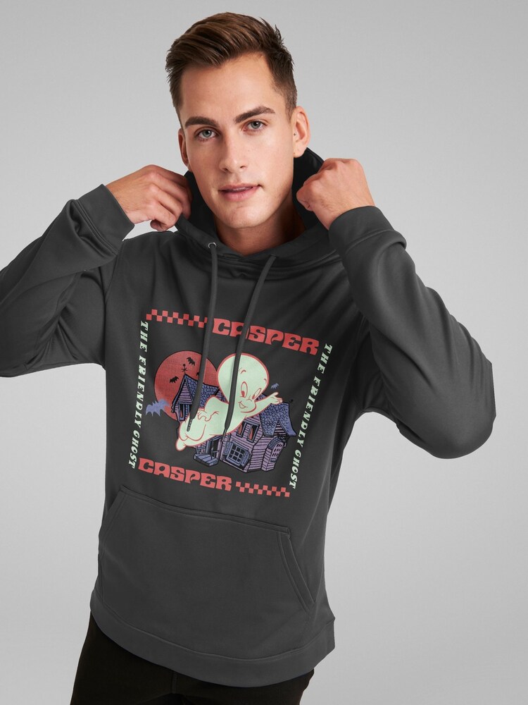 All + Every Grey Casper The Friendly Ghost Check Square Hooded Sweatshirt - Image 2 of 4 All + Every Grey Casper The Friendly Ghost Check Square Hooded Sweatshirt - Image 2 of 4