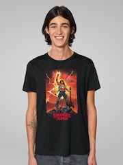 All + Every Black Stranger Things Ripped Eddie Munson Guitar Fantasy Scene T-Shirt - Image 1 of 4