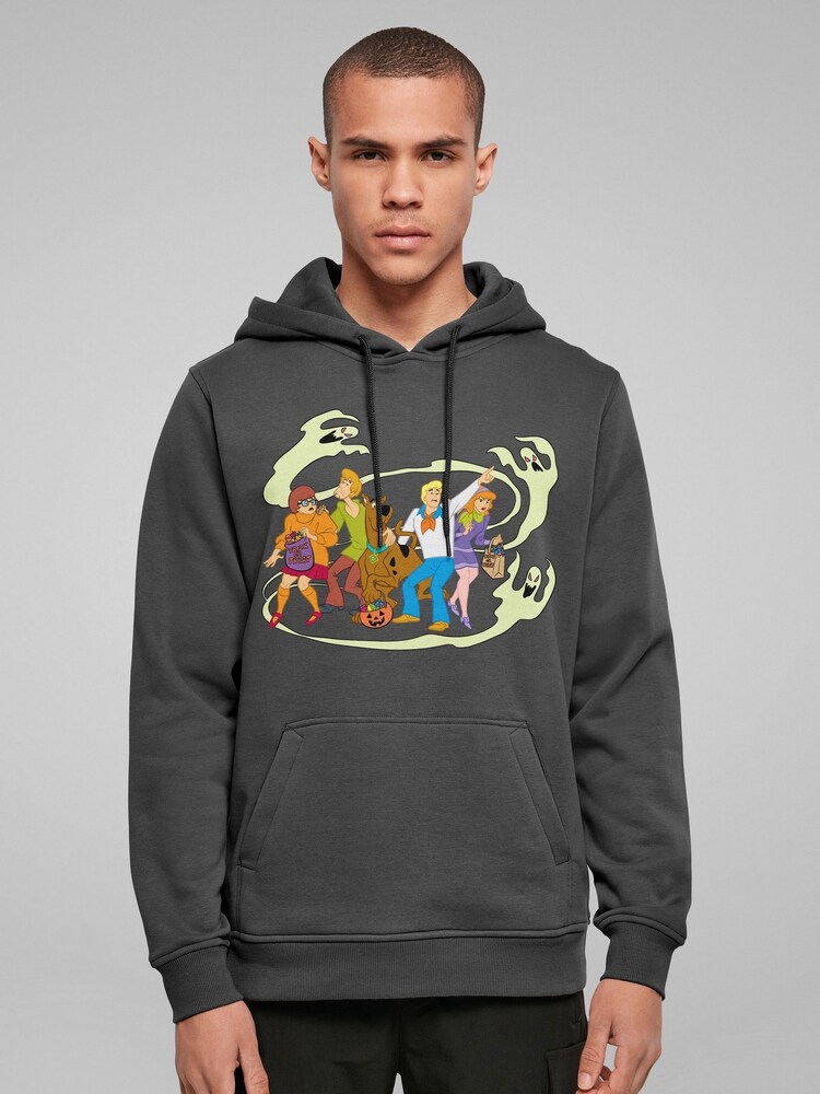All + Every Grey Scooby Doo Halloween Gang Surrounded By Ghosts Hooded Sweatshirt - Image 1 of 4 All + Every Grey Scooby Doo Halloween Gang Surrounded By Ghosts Hooded Sweatshirt - Image 1 of 4
