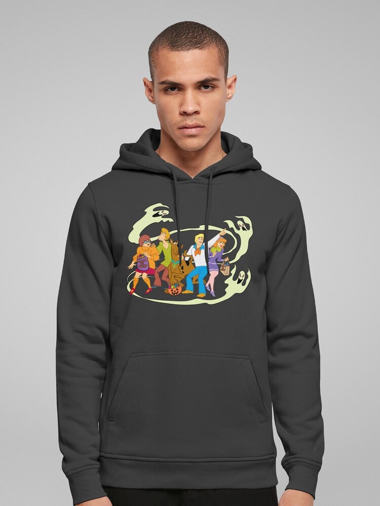 All + Every Grey Scooby Doo Halloween Gang Surrounded By Ghosts Hooded Sweatshirt - Image 2 of 4 All + Every Grey Scooby Doo Halloween Gang Surrounded By Ghosts Hooded Sweatshirt - Image 2 of 4