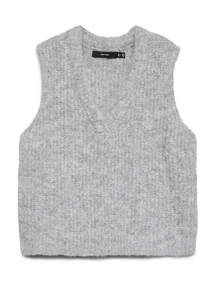 VERO MODA Grey Ribbed Knitted Sleeveless Vest - Image 5 of 5 VERO MODA Grey Ribbed Knitted Sleeveless Vest - Image 5 of 5