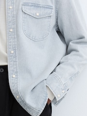 Vaalea hapan sininen pesu - Reiss Finley Washed Denim Western -paita - Kuva 4 / 6