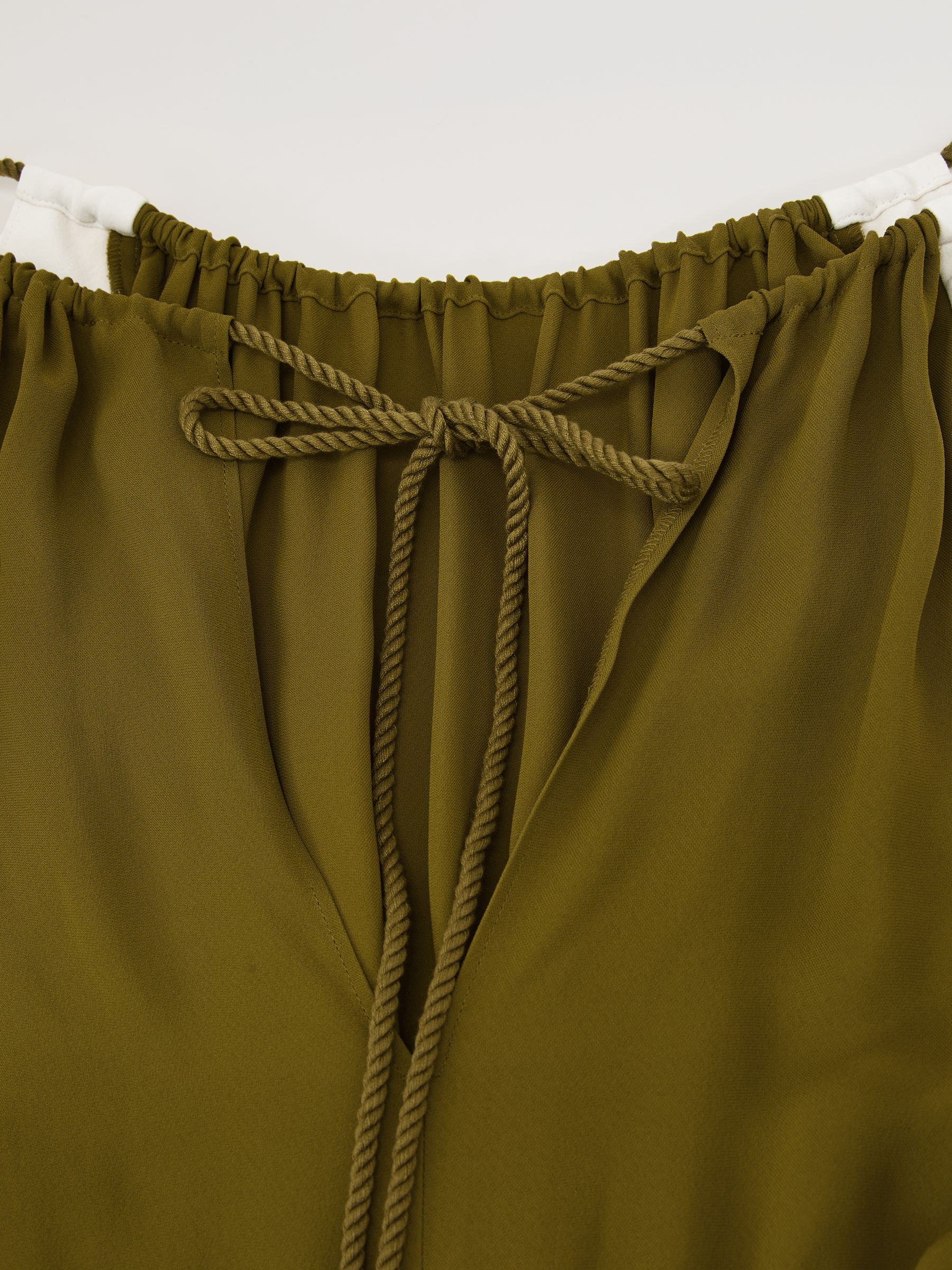 Buy Reiss Green/Cream Inez Colourblock Gathered Wide-Leg Jumpsuit