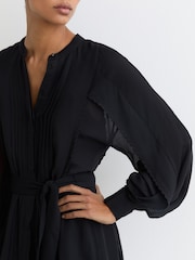 Reiss Navy Eliana Embroidered-Trim Belted Mini Dress - Image 5 of 7