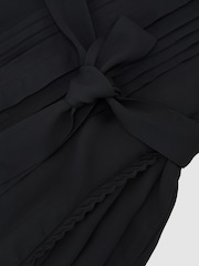 Reiss Navy Eliana Embroidered-Trim Belted Mini Dress - Image 7 of 7