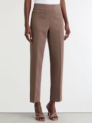 Reiss Taupe Neutral Rosemary Welt-Pocket Tapered Trousers - Image 3 of 6