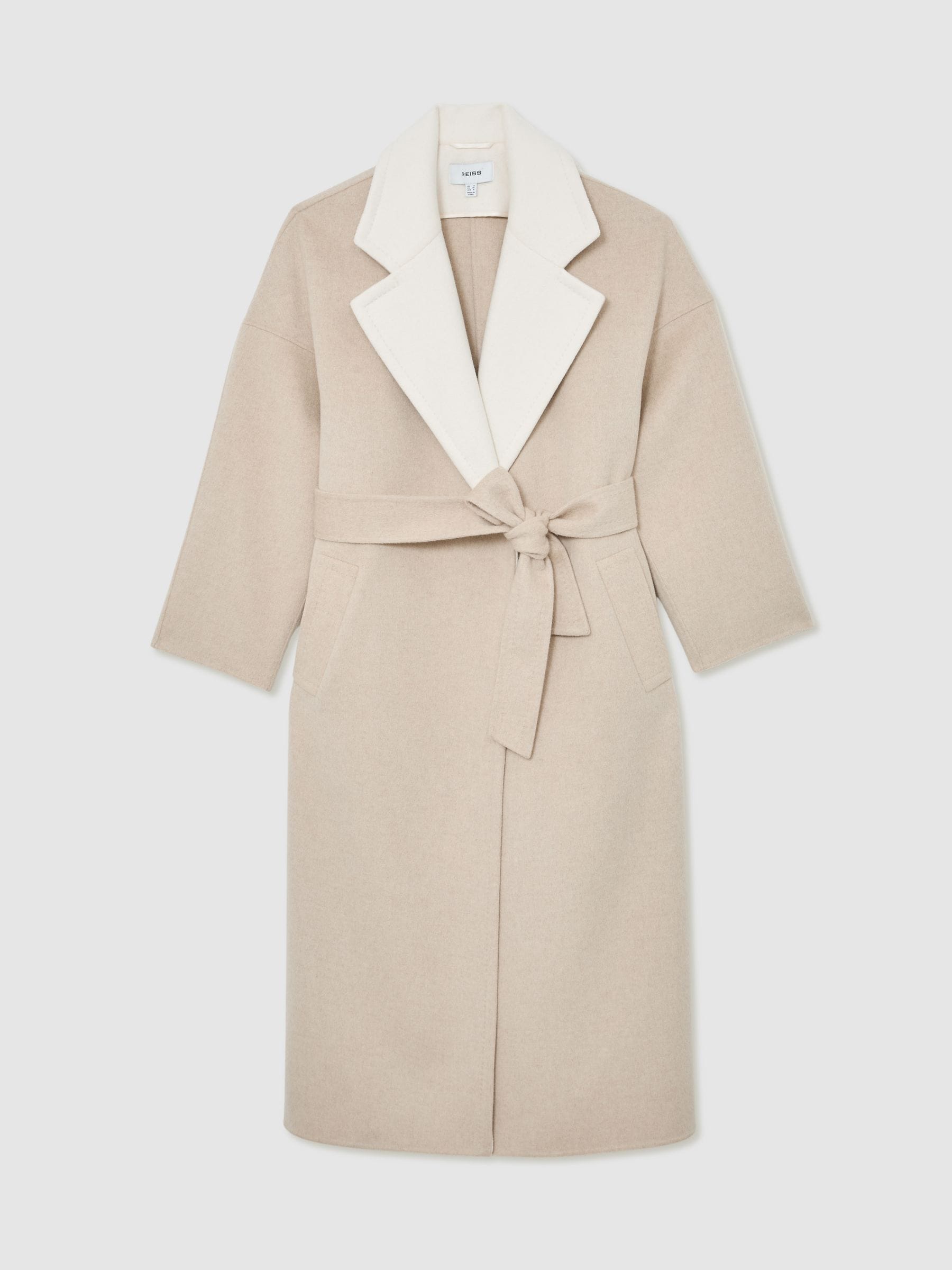 Buy Reiss Neutral Marcela Wool Blindseam Contrast-Lapel Coat from