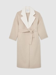 Reiss Neutral Marcela Wool Blindseam Contrast-Lapel Coat - Image 2 of 6