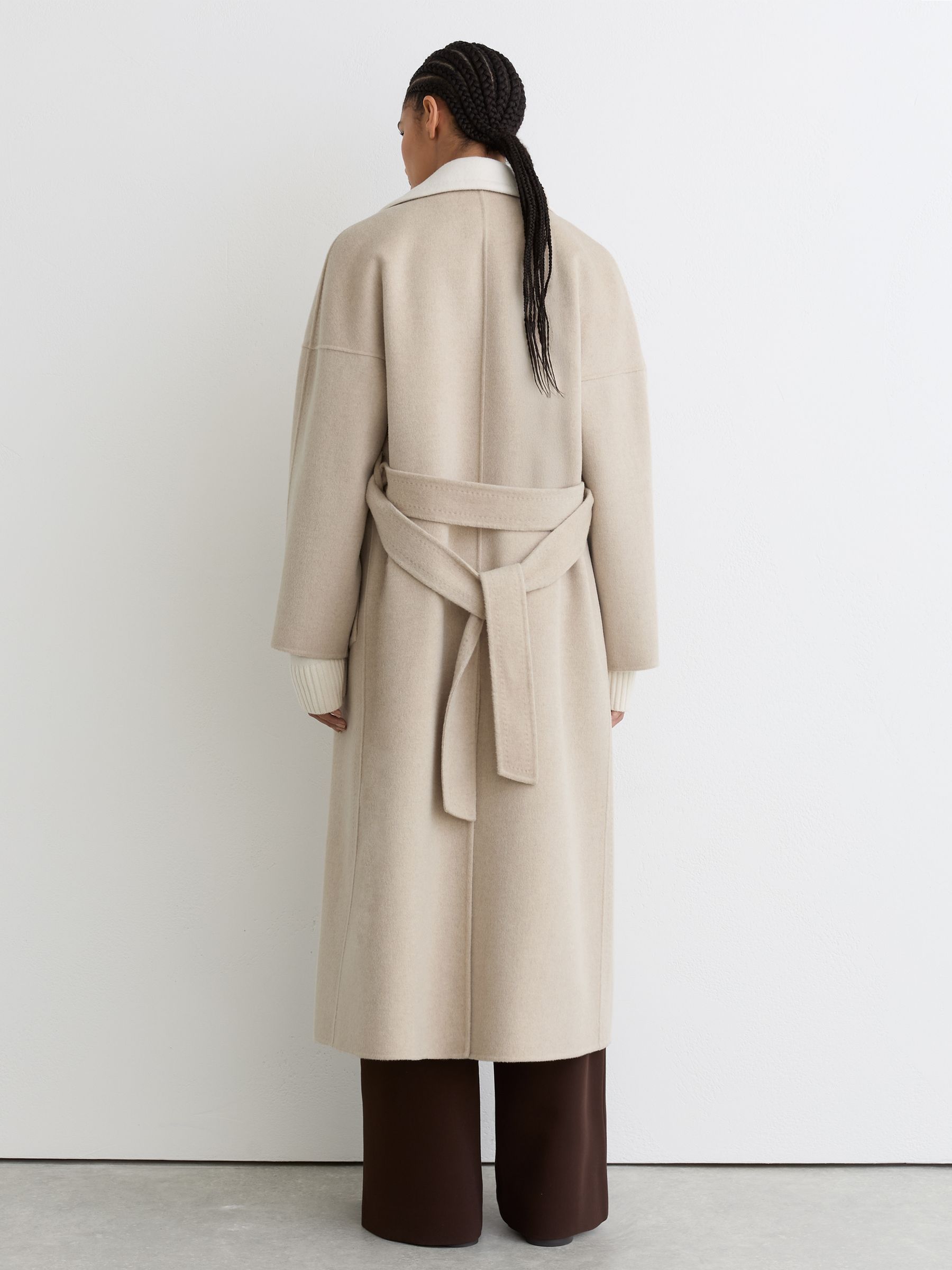 Buy Reiss Neutral Marcela Wool Blindseam Contrast-Lapel Coat from