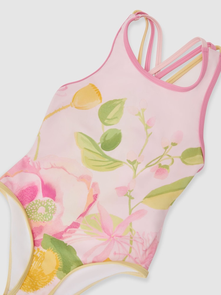 Reiss Pink Print Yasmin 3-9 yrs Printed Cross-Strap Swimsuit - Image 3 of 3 Reiss Pink Print Yasmin 3-9 yrs Printed Cross-Strap Swimsuit - Image 3 of 3