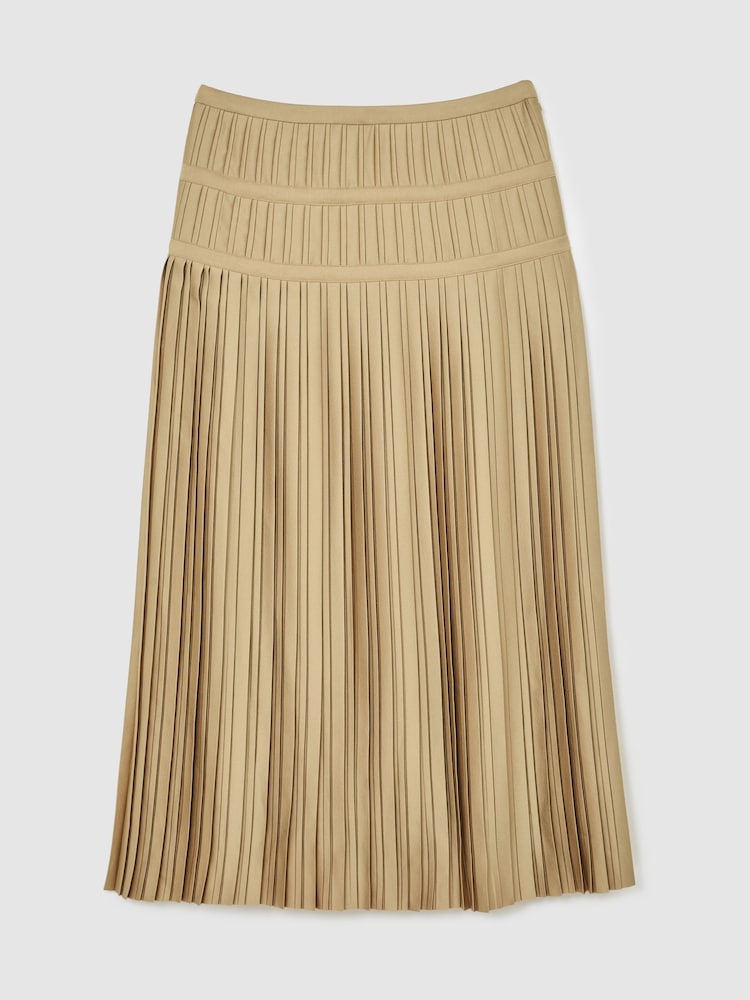 Reiss Gold Eva Pleated Midi Skirt - Image 2 of 7