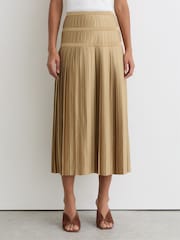 Reiss Gold Eva Pleated Midi Skirt - Image 3 of 7