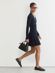 Reiss Navy Lavelle Knitted Mini Dress - Image 5 of 7