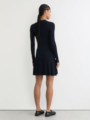 Reiss Navy Lavelle Knitted Mini Dress - Image 6 of 7
