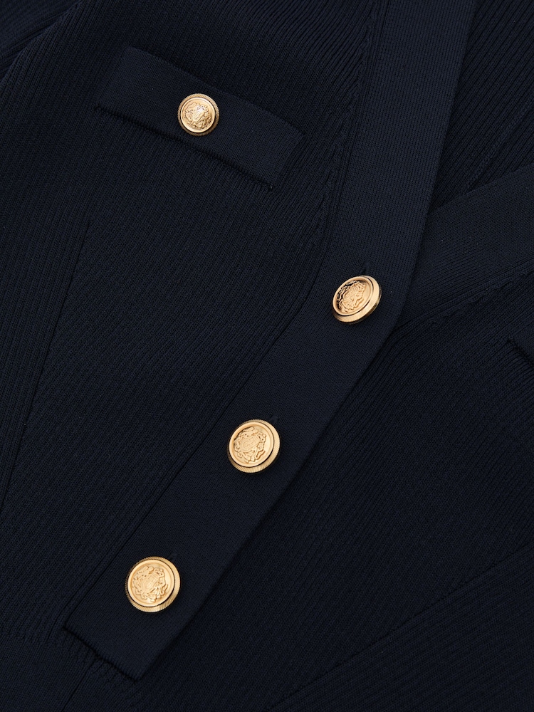 Reiss Navy Lavelle Knitted Mini Dress - Image 7 of 7