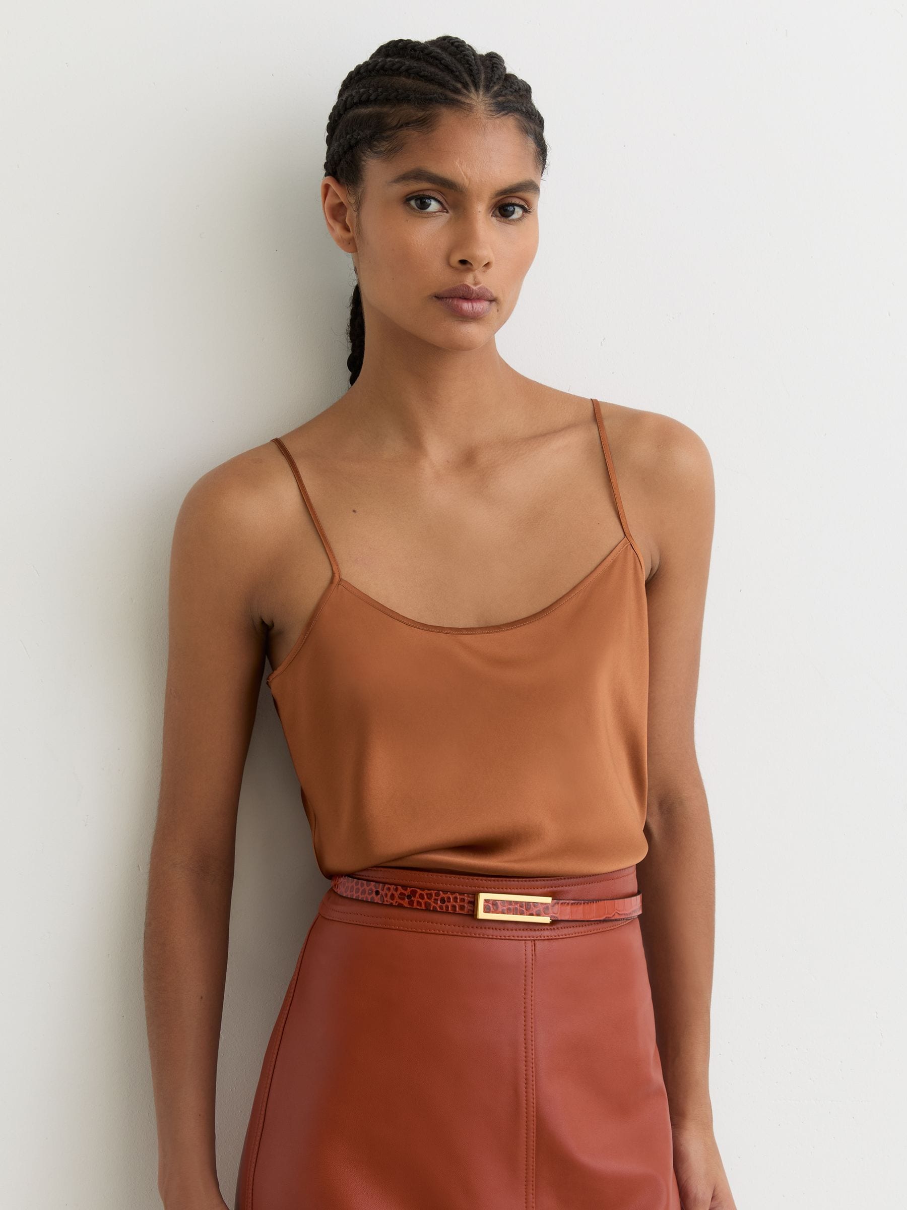 Buy Reiss Rust Orange Corey Silk Cami Top from the Next UK online shop