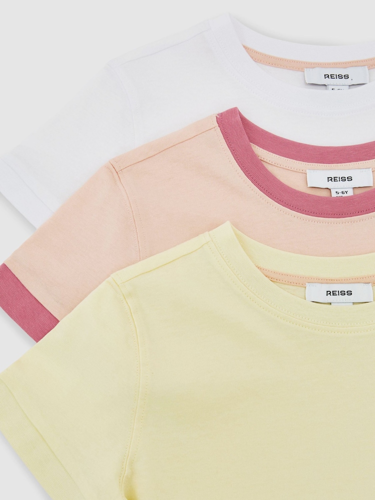 Reiss Multi Belle 3 Pack 9-13 yrs 3 Pack Cotton Crew-Neck T-Shirts - Image 3 of 3 Reiss Multi Belle 3 Pack 9-13 yrs 3 Pack Cotton Crew-Neck T-Shirts - Image 3 of 3