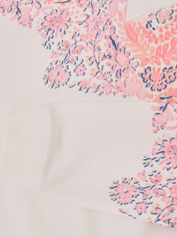 Reiss Pink Print Jessie Floral-Print Sweatshirt and Shorts Set - Image 5 of 5