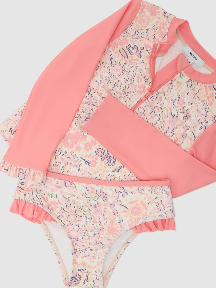 Reiss Pink Print Nola Rash Vests - Image 1 of 3 Reiss Pink Print Nola Rash Vests - Image 1 of 3