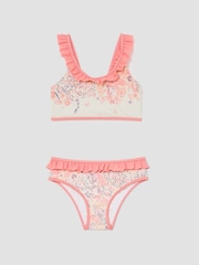 Reiss Pink Print Zaria 3-9 yrs Printed Ruffle Bikini Set - Image 1 of 3