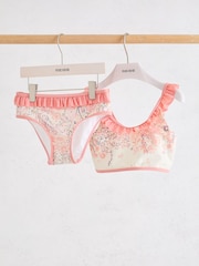 Reiss Pink Print Zaria 3-9 yrs Printed Ruffle Bikini Set - Image 2 of 3