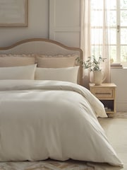 Cream Cotton Rich Plain Duvet Cover and Pillowcase Set - Image 1 of 4