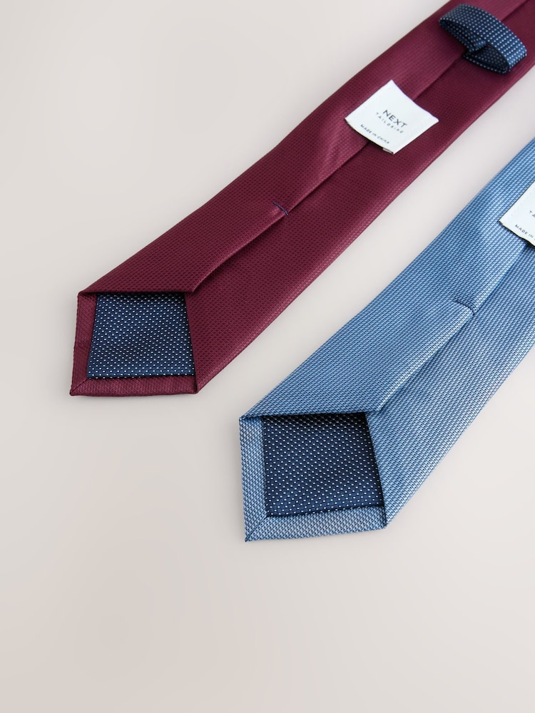 Navy/Burgundy Red Textured Ties 2 Pack - Image 6 of 6