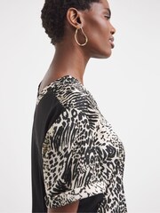 JD Williams Animal Print Satin Front Jersey Back Top - Image 3 of 4