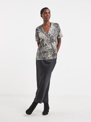 JD Williams Animal Print Satin Front Jersey Back Top - Image 4 of 4