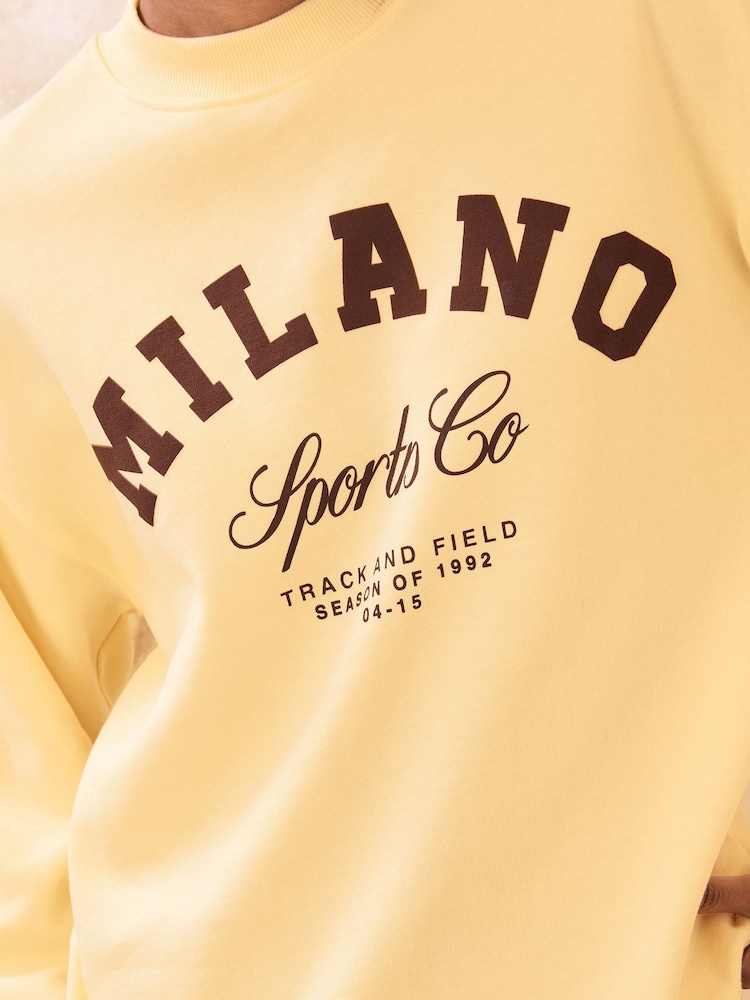 Lipsy Butter Milk Yellow Milano Graphic Sweatshirt - Image 4 of 4