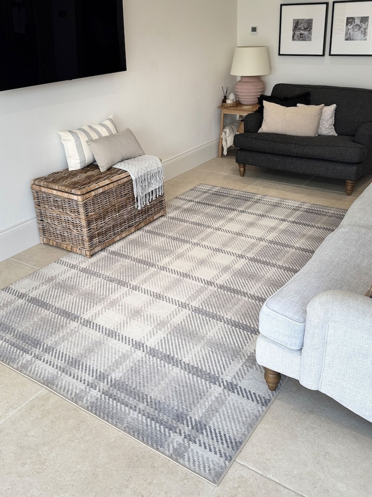 Hug Rug Cream Isla Plaid Rug - Image 1 of 4 Hug Rug Cream Isla Plaid Rug - Image 1 of 4