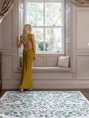 Hug Rug Green Vintage Scroll Rug - Image 1 of 3