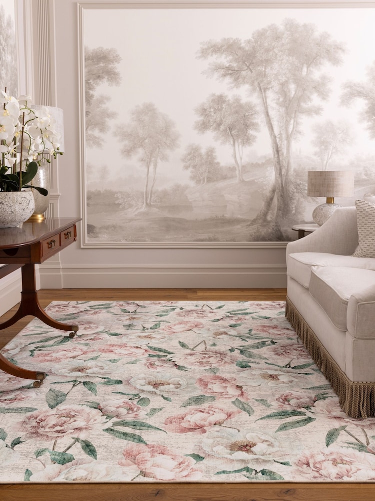 Hug Rug Pink Blooming Peonies Rug - Image 1 of 4 Hug Rug Pink Blooming Peonies Rug - Image 1 of 4