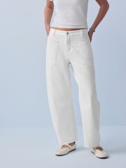 White Double Pocket Barrel Jeans - Image 2 of 8