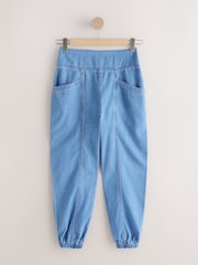 Mid Blue Tencel Blend Lightweight Denim Hareem Trousers - Image 5 of 8