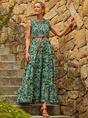 FatFace Anais Teal Blue Batik Maxi Dress - Image 1 of 7