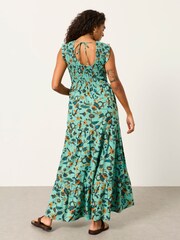 FatFace Anais Teal Blue Batik Maxi Dress - Image 3 of 7