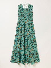 FatFace Anais Teal Blue Batik Maxi Dress - Image 7 of 7