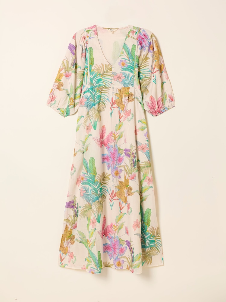 FatFace Lilibet Ivory Tropical Midi Dress - Image 7 of 7