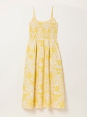 FatFace Emmy Yellow Stitch Leaves Midi Dresses - Image 6 of 6