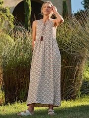 FatFace Elsa Ivory Woodblock Jersey Maxi Dress - Image 1 of 6